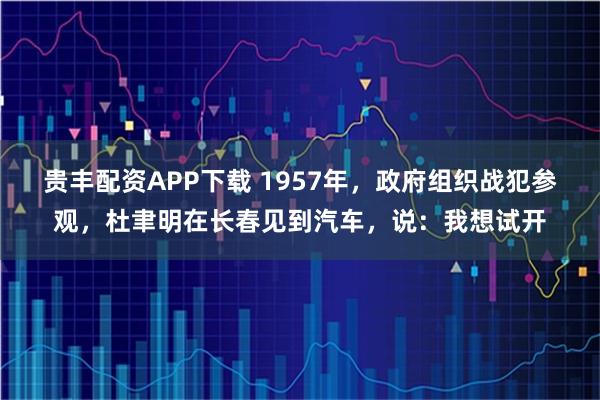 贵丰配资APP下载 1957年，政府组织战犯参观，杜聿明在长春见到汽车，说：我想试开